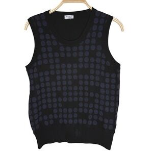 Akris Punto Black Sleeveless Knit Sweater Vest Polka Dot Pattern Women Sz M